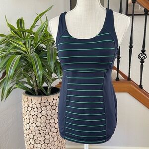 Lululemon Athletica Track and Train Blue and Green Stripe Active Tank ‎ S…
